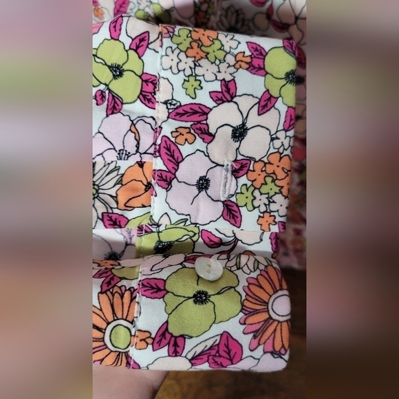 Jane & Delancey XL floral button-down blouse rayon longsleeve oversized pleated - Picture 4 of 9